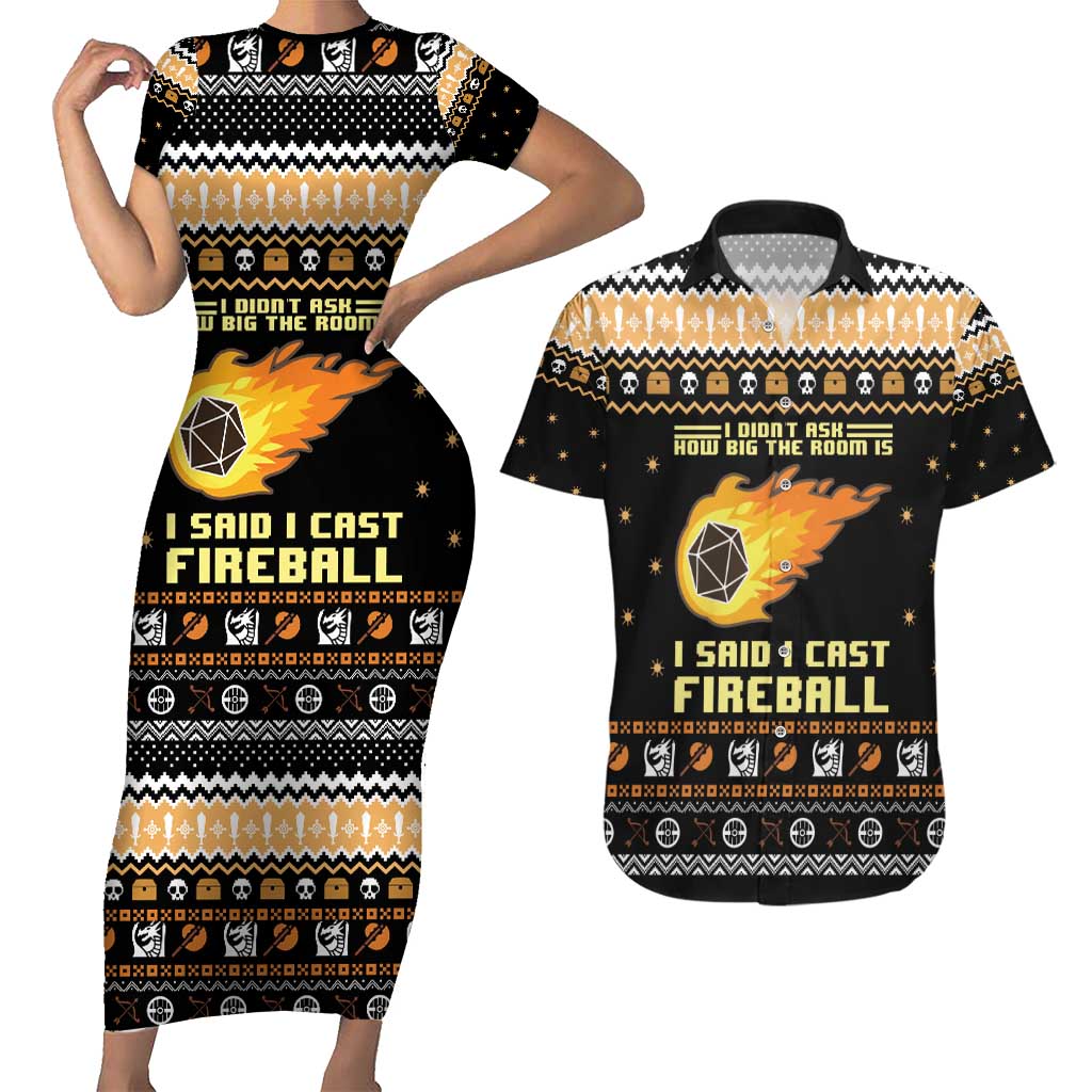 I Said I Cast Fireball Christmas Couples Matching Short Sleeve Bodycon Dress and Hawaiian Shirt I Said I Cast Fireball - Wonder Print Shop