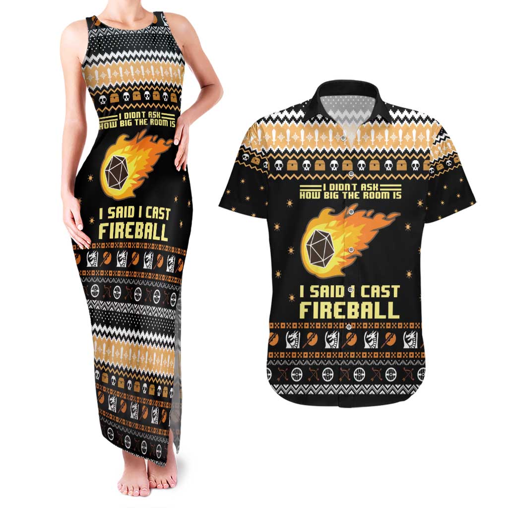 I Said I Cast Fireball Christmas Couples Matching Tank Maxi Dress and Hawaiian Shirt I Said I Cast Fireball - Wonder Print Shop
