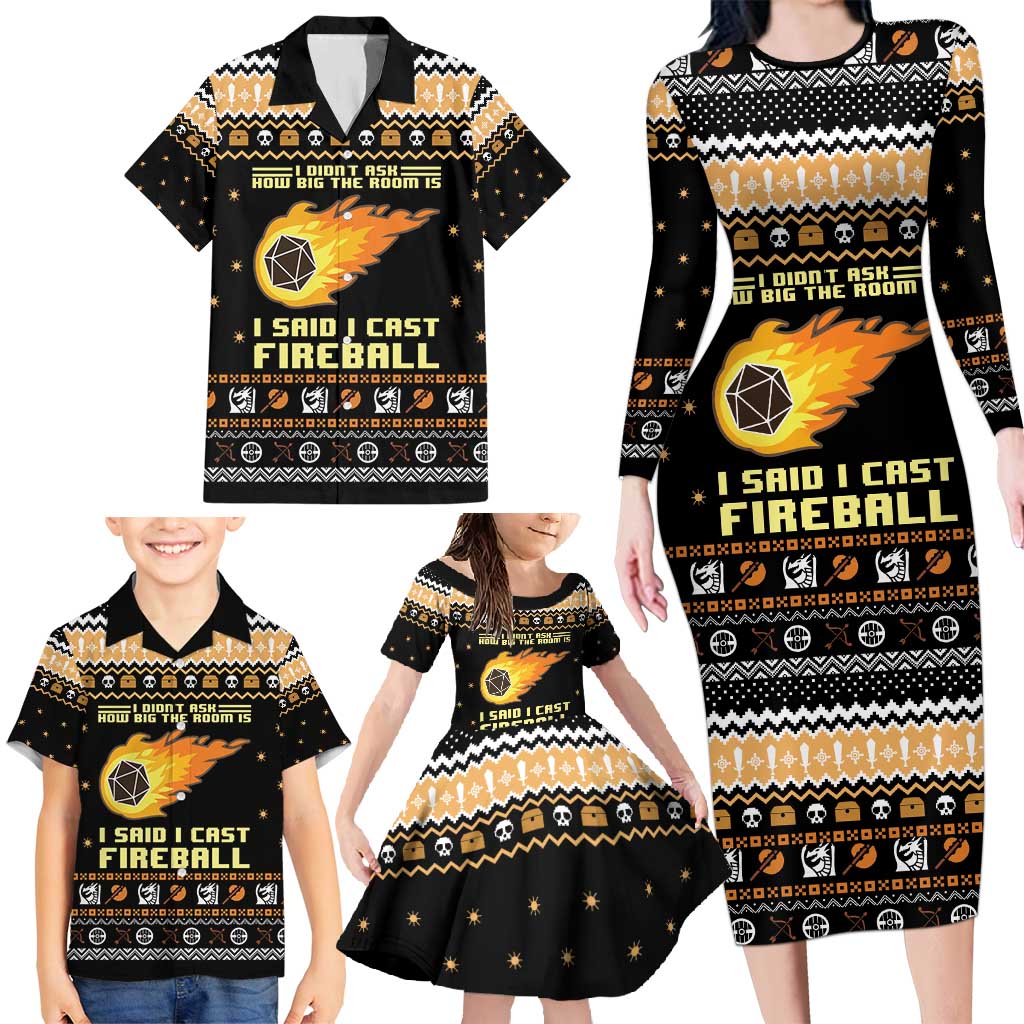 I Said I Cast Fireball Christmas Family Matching Long Sleeve Bodycon Dress and Hawaiian Shirt I Said I Cast Fireball - Wonder Print Shop