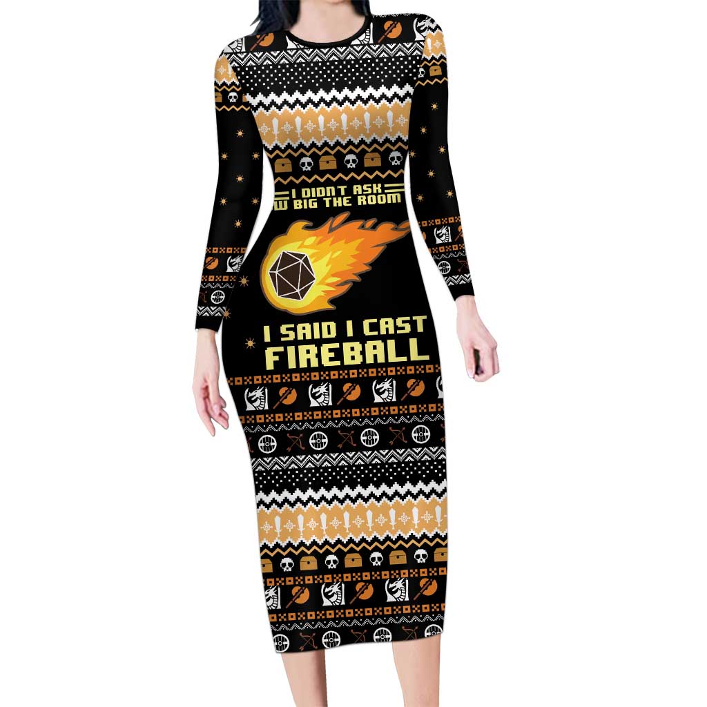 I Said I Cast Fireball Christmas Family Matching Long Sleeve Bodycon Dress and Hawaiian Shirt I Said I Cast Fireball - Wonder Print Shop