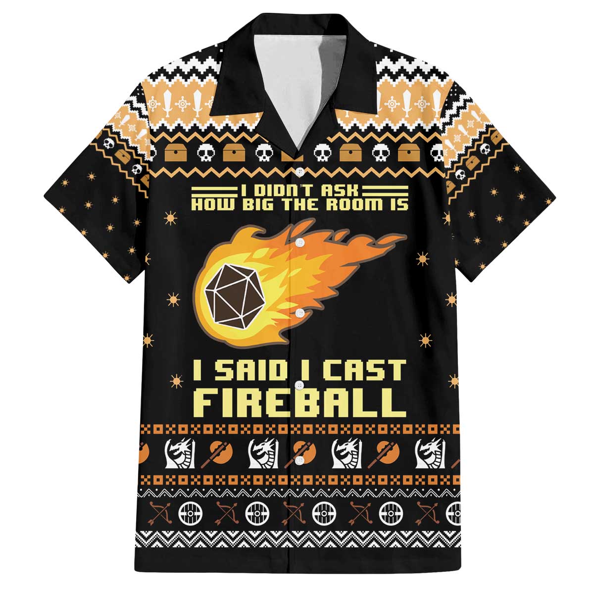 I Said I Cast Fireball Christmas Family Matching Off The Shoulder Long Sleeve Dress and Hawaiian Shirt I Said I Cast Fireball - Wonder Print Shop