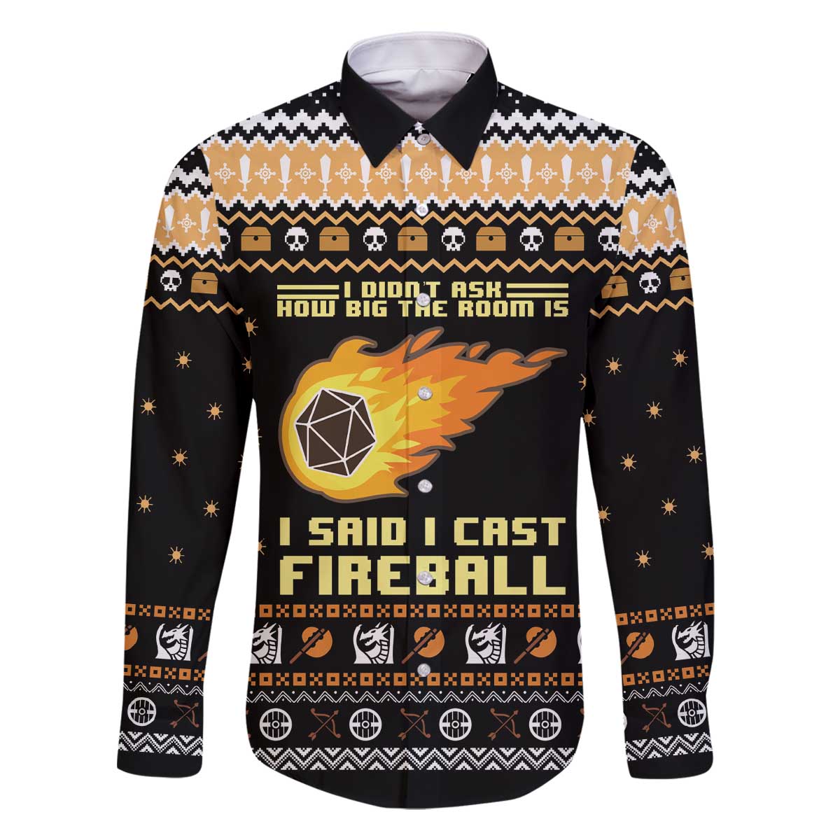 I Said I Cast Fireball Christmas Family Matching Off The Shoulder Long Sleeve Dress and Hawaiian Shirt I Said I Cast Fireball - Wonder Print Shop