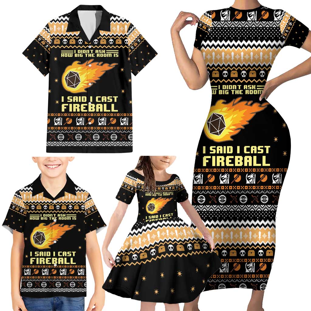 I Said I Cast Fireball Christmas Family Matching Short Sleeve Bodycon Dress and Hawaiian Shirt I Said I Cast Fireball - Wonder Print Shop