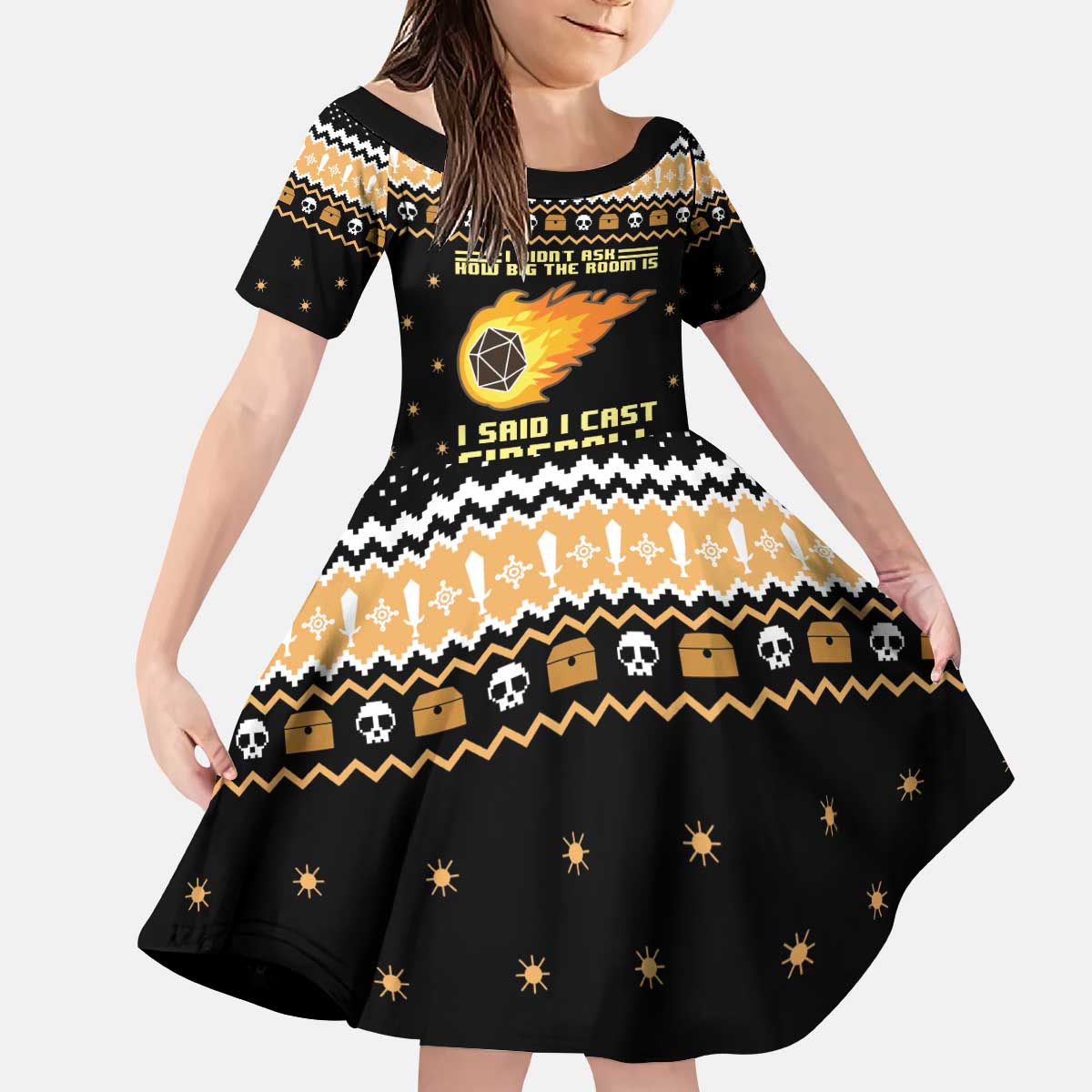 I Said I Cast Fireball Christmas Kid Short Sleeve Dress I Said I Cast Fireball - Wonder Print Shop