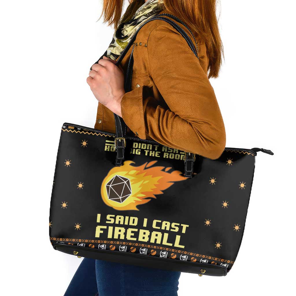I Said I Cast Fireball Christmas Leather Tote Bag I Said I Cast Fireball - Wonder Print Shop