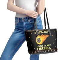 I Said I Cast Fireball Christmas Leather Tote Bag I Said I Cast Fireball - Wonder Print Shop