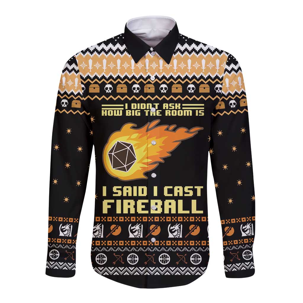 I Said I Cast Fireball Christmas Long Sleeve Button Shirt I Said I Cast Fireball - Wonder Print Shop