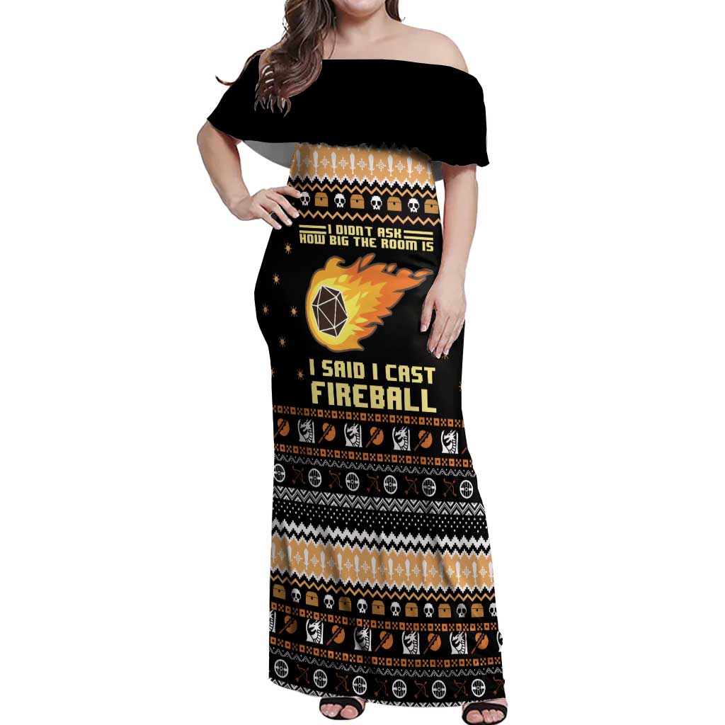 I Said I Cast Fireball Christmas Off Shoulder Maxi Dress I Said I Cast Fireball - Wonder Print Shop