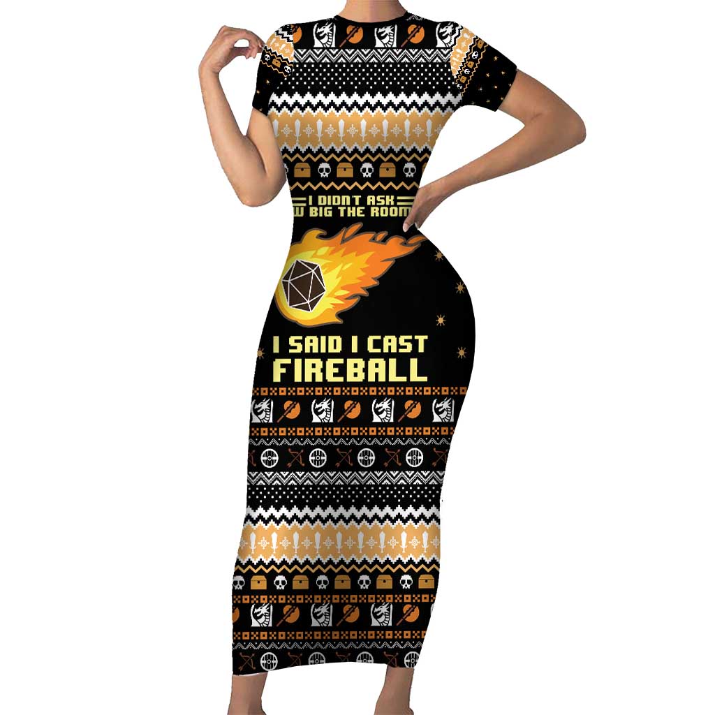 I Said I Cast Fireball Christmas Short Sleeve Bodycon Dress I Said I Cast Fireball - Wonder Print Shop