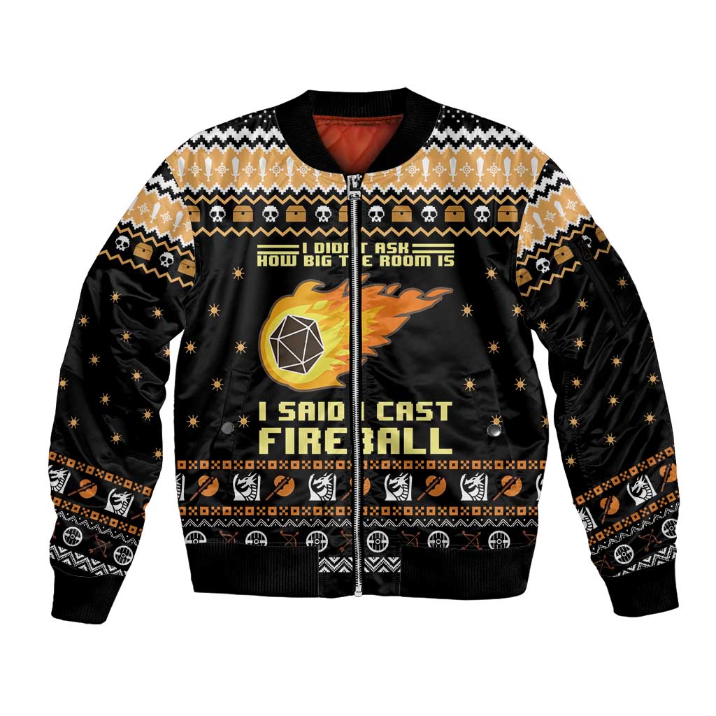 I Said I Cast Fireball Christmas Sleeve Zip Bomber Jacket I Said I Cast Fireball - Wonder Print Shop