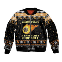 I Said I Cast Fireball Christmas Sleeve Zip Bomber Jacket I Said I Cast Fireball - Wonder Print Shop