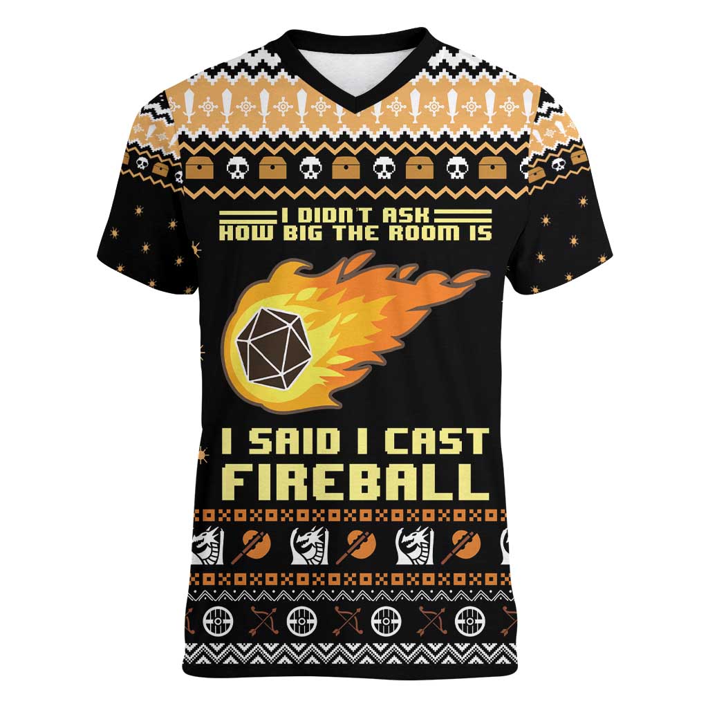 I Said I Cast Fireball Christmas Women V-Neck T-Shirt I Said I Cast Fireball - Wonder Print Shop