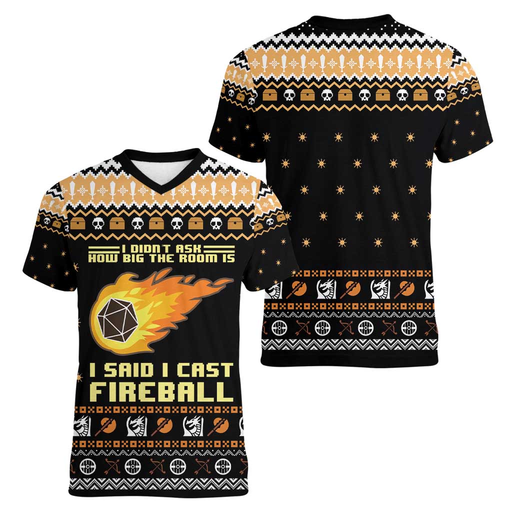 I Said I Cast Fireball Christmas Women V-Neck T-Shirt I Said I Cast Fireball - Wonder Print Shop