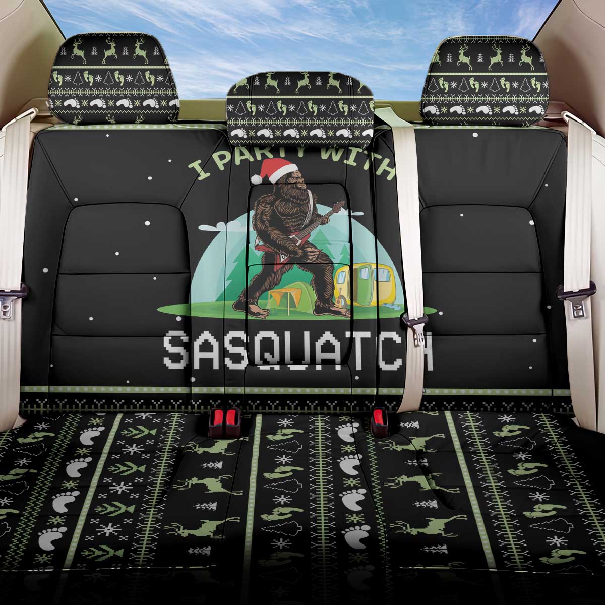 I'm Party With Sasquatch Camping Back Car Seat Cover I'm Party With Sasquatch - Wonder Print Shop