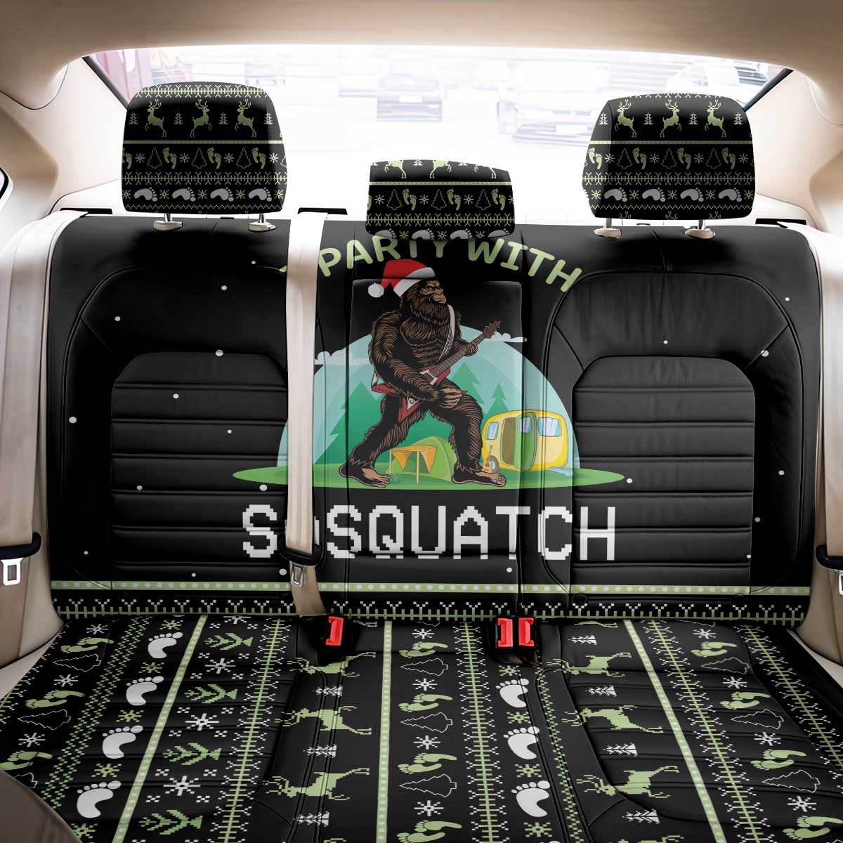 I'm Party With Sasquatch Camping Back Car Seat Cover I'm Party With Sasquatch - Wonder Print Shop