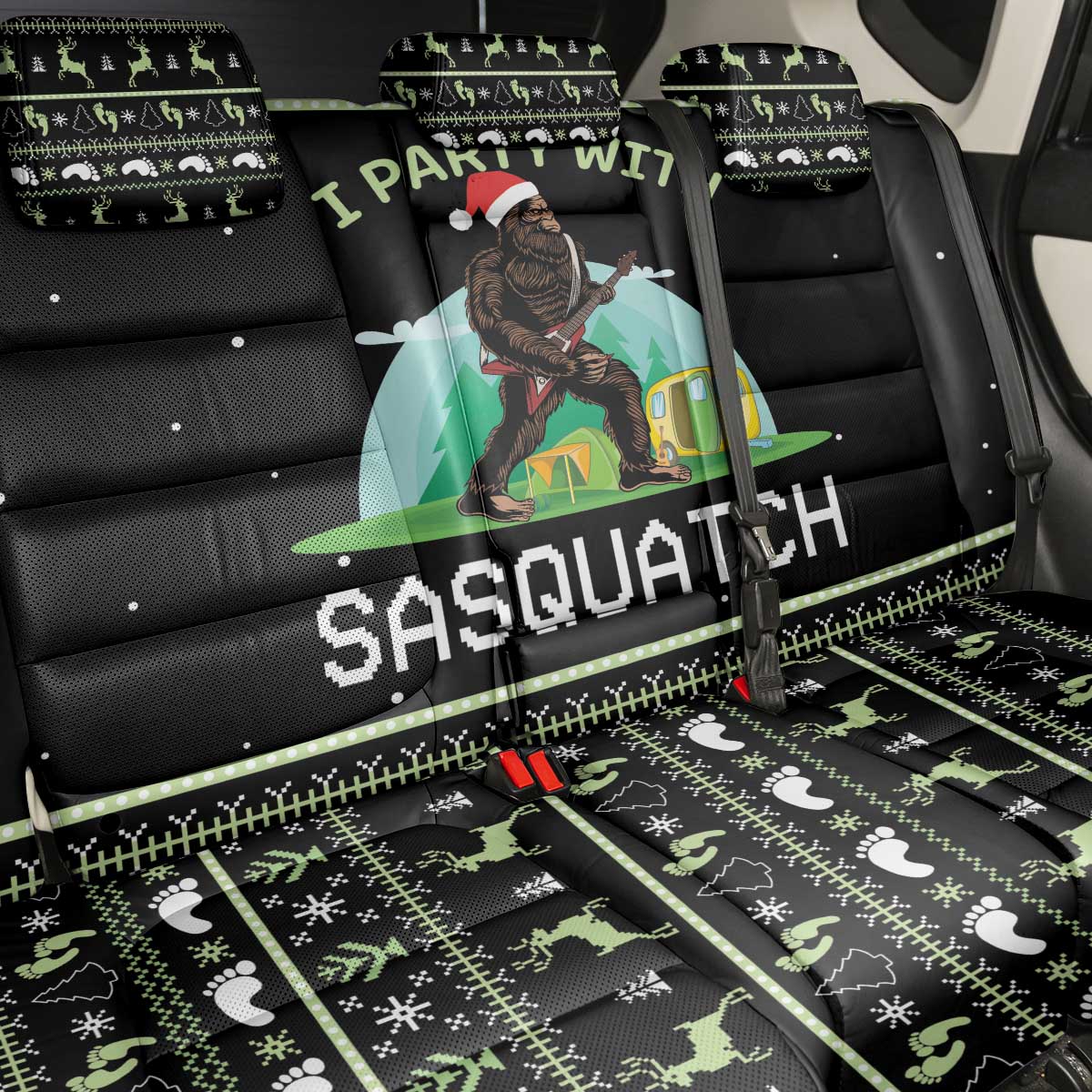 I'm Party With Sasquatch Camping Back Car Seat Cover I'm Party With Sasquatch - Wonder Print Shop