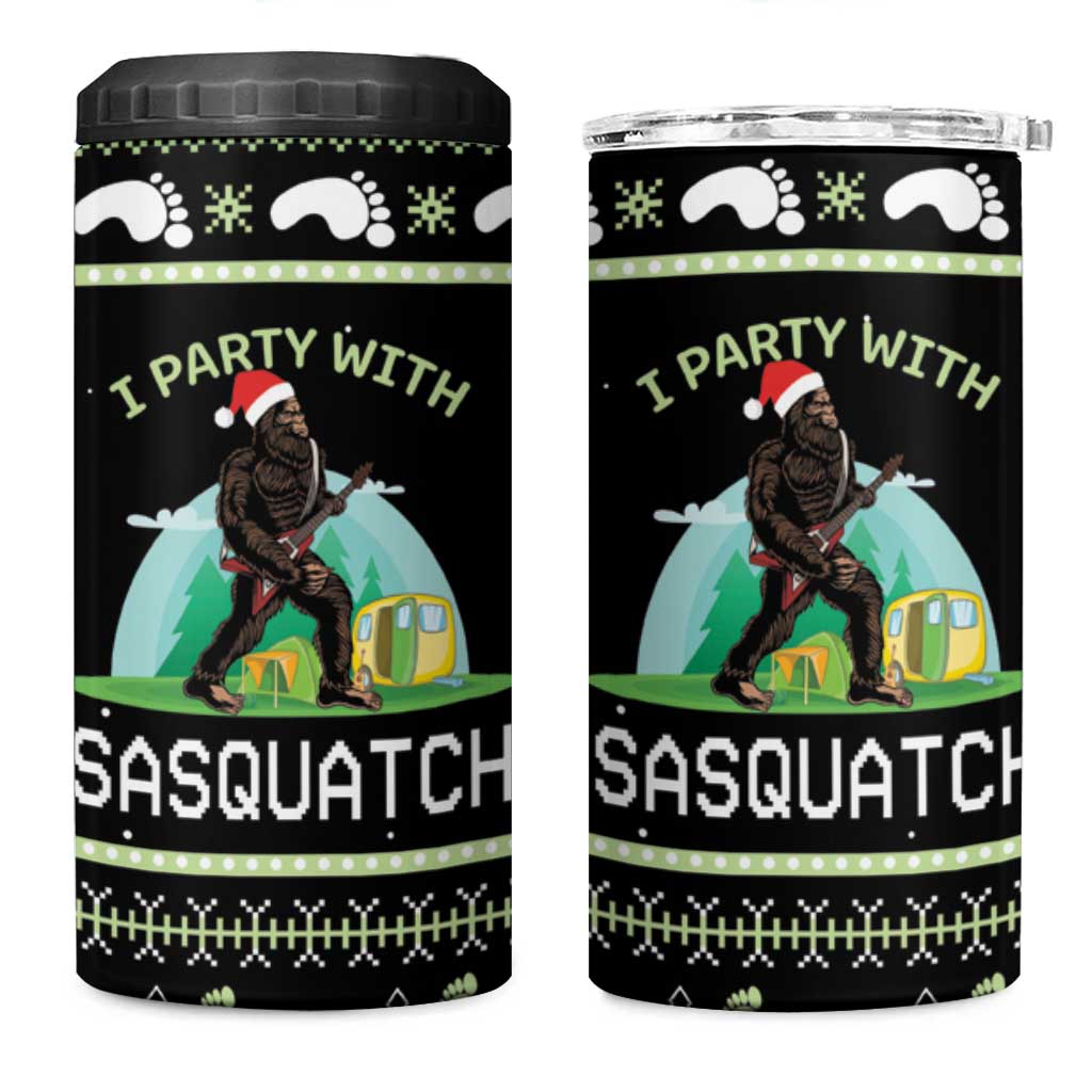 Christmas Im Party With Sasquatch Camping 4 in 1 Can Cooler Tumbler - Wonder Print Shop