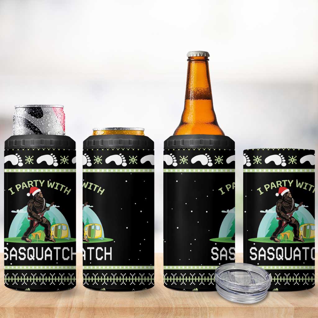 Christmas Im Party With Sasquatch Camping 4 in 1 Can Cooler Tumbler - Wonder Print Shop