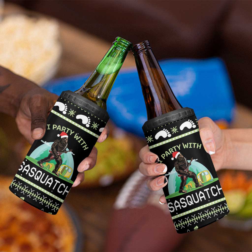 Christmas Im Party With Sasquatch Camping 4 in 1 Can Cooler Tumbler - Wonder Print Shop