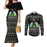 Christmas Im Party With Sasquatch Camping Couples Matching Mermaid Dress and Long Sleeve Button Shirt Christmas Im Party With Sasquatch