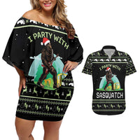 I'm Party With Sasquatch Camping Couples Matching Off Shoulder Short Dress and Hawaiian Shirt I'm Party With Sasquatch - Wonder Print Shop