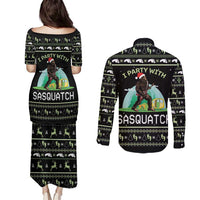 I'm Party With Sasquatch Camping Couples Matching Puletasi and Long Sleeve Button Shirt I'm Party With Sasquatch - Wonder Print Shop