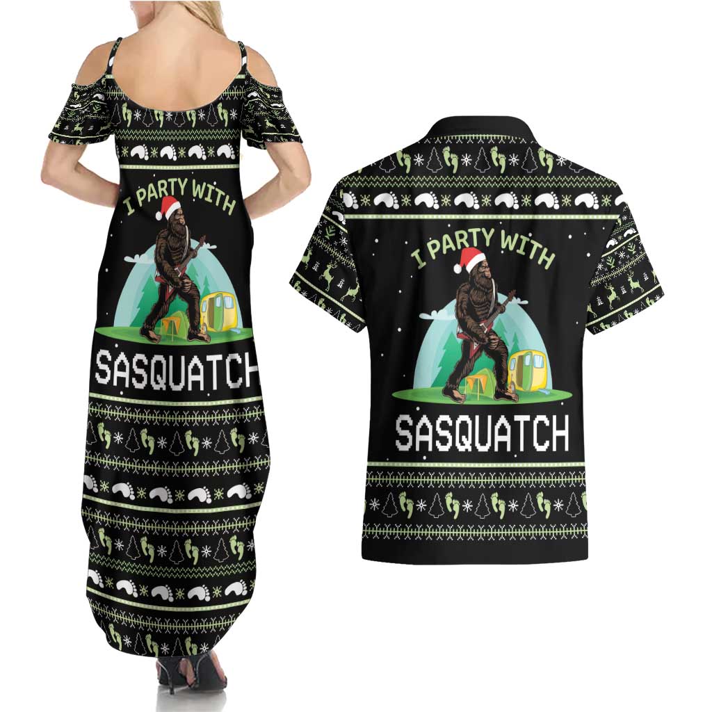I'm Party With Sasquatch Camping Couples Matching Summer Maxi Dress and Hawaiian Shirt I'm Party With Sasquatch - Wonder Print Shop