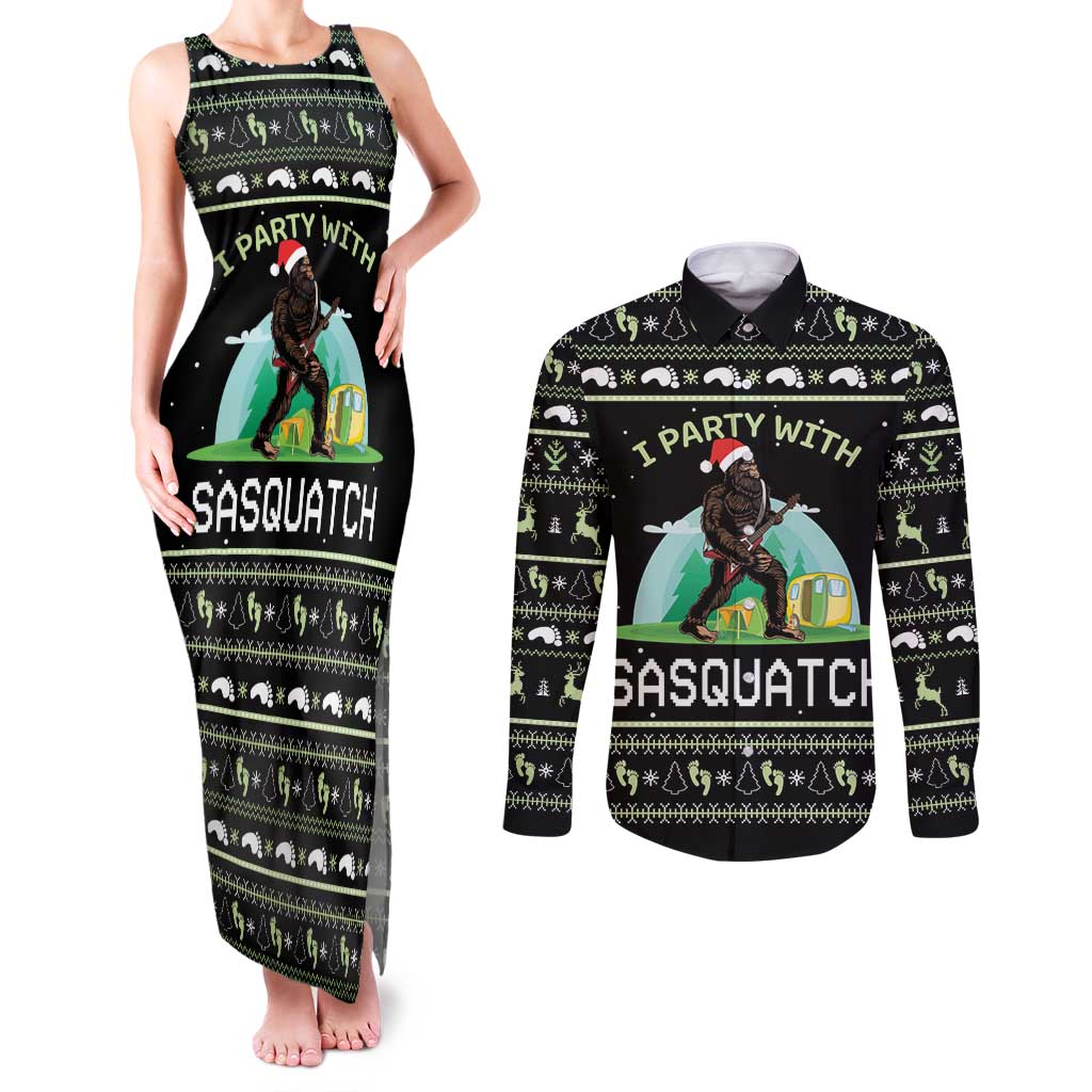 I'm Party With Sasquatch Camping Couples Matching Tank Maxi Dress and Long Sleeve Button Shirt I'm Party With Sasquatch - Wonder Print Shop