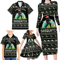 I'm Party With Sasquatch Camping Family Matching Long Sleeve Bodycon Dress and Hawaiian Shirt I'm Party With Sasquatch - Wonder Print Shop