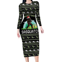 I'm Party With Sasquatch Camping Family Matching Long Sleeve Bodycon Dress and Hawaiian Shirt I'm Party With Sasquatch - Wonder Print Shop