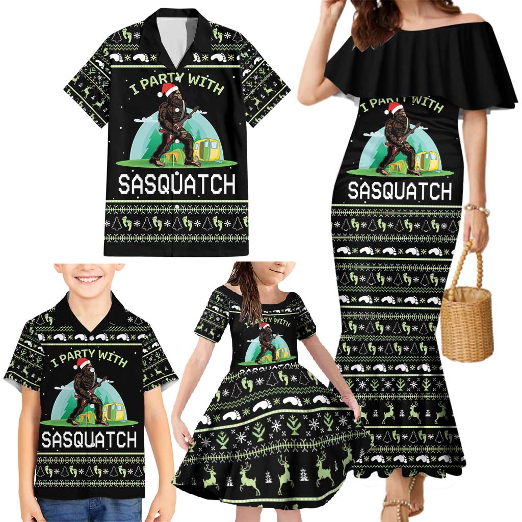 I'm Party With Sasquatch Camping Family Matching Mermaid Dress and Hawaiian Shirt I'm Party With Sasquatch - Wonder Print Shop