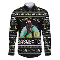 I'm Party With Sasquatch Camping Family Matching Off The Shoulder Long Sleeve Dress and Hawaiian Shirt I'm Party With Sasquatch - Wonder Print Shop