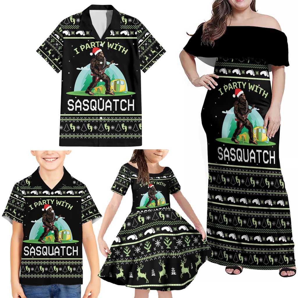 I'm Party With Sasquatch Camping Family Matching Off Shoulder Maxi Dress and Hawaiian Shirt I'm Party With Sasquatch - Wonder Print Shop