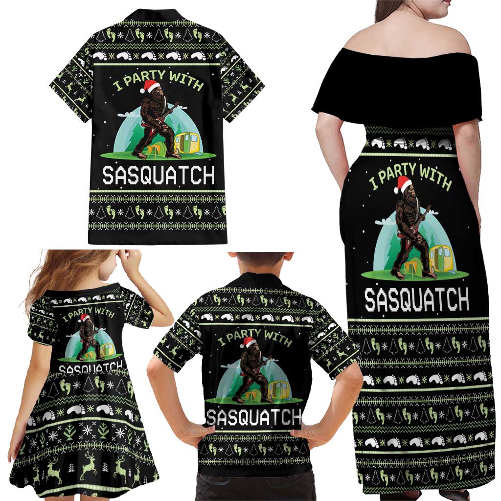 I'm Party With Sasquatch Camping Family Matching Off Shoulder Maxi Dress and Hawaiian Shirt I'm Party With Sasquatch - Wonder Print Shop