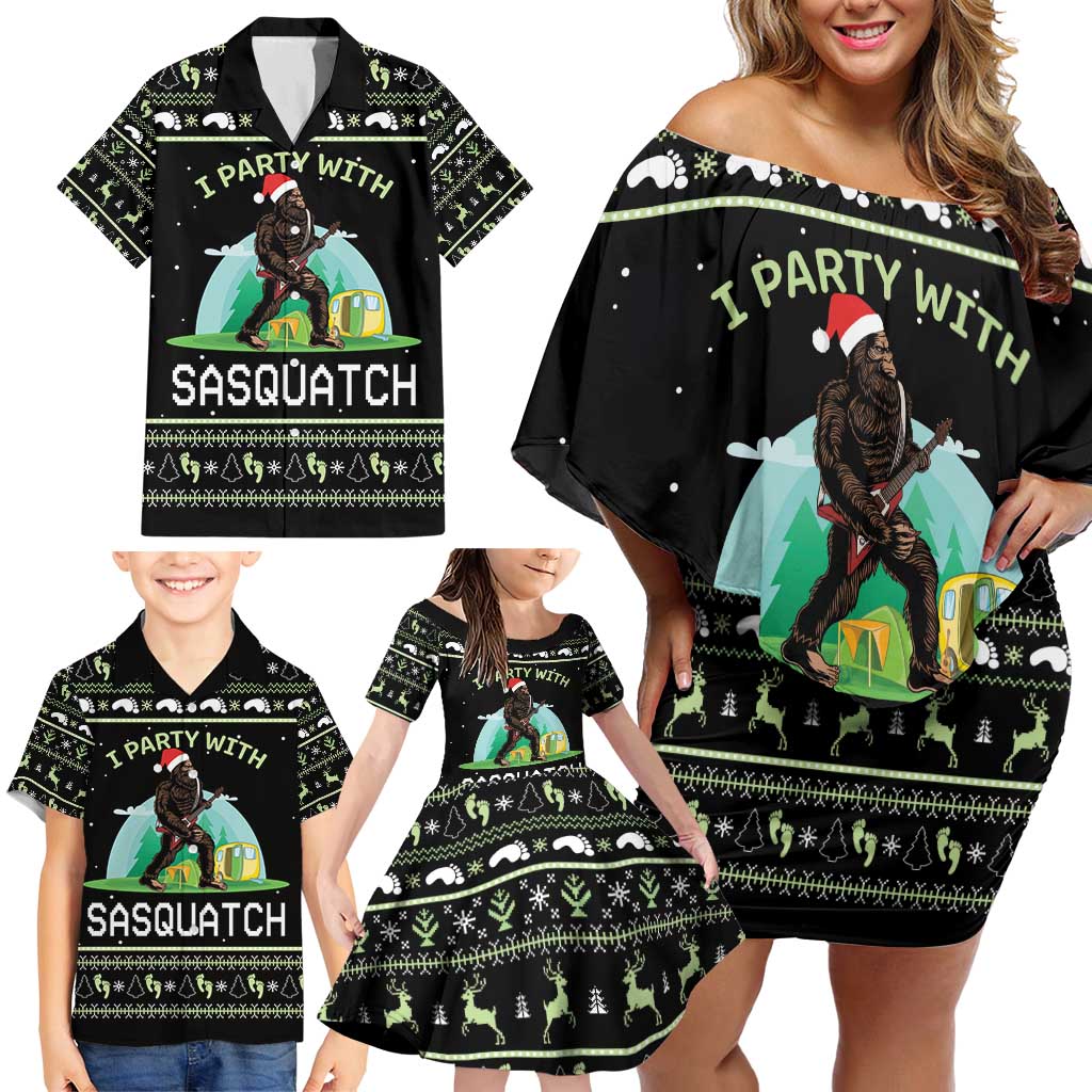 I'm Party With Sasquatch Camping Family Matching Off Shoulder Short Dress and Hawaiian Shirt I'm Party With Sasquatch - Wonder Print Shop