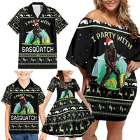 I'm Party With Sasquatch Camping Family Matching Off Shoulder Short Dress and Hawaiian Shirt I'm Party With Sasquatch - Wonder Print Shop