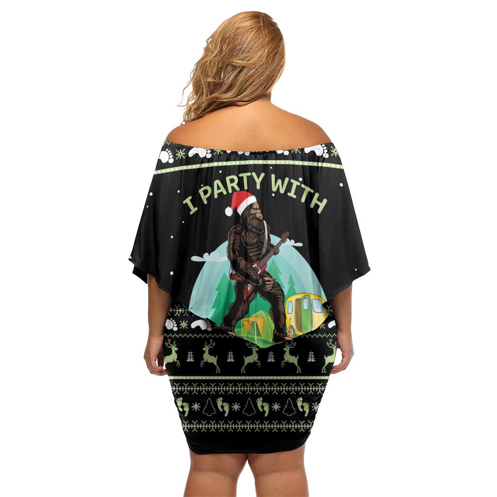 I'm Party With Sasquatch Camping Family Matching Off Shoulder Short Dress and Hawaiian Shirt I'm Party With Sasquatch - Wonder Print Shop