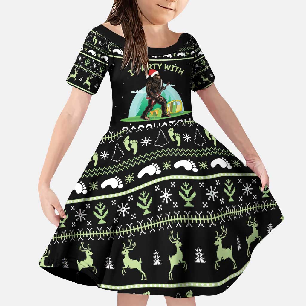 I'm Party With Sasquatch Camping Family Matching Short Sleeve Bodycon Dress and Hawaiian Shirt I'm Party With Sasquatch - Wonder Print Shop