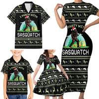 I'm Party With Sasquatch Camping Family Matching Short Sleeve Bodycon Dress and Hawaiian Shirt I'm Party With Sasquatch - Wonder Print Shop