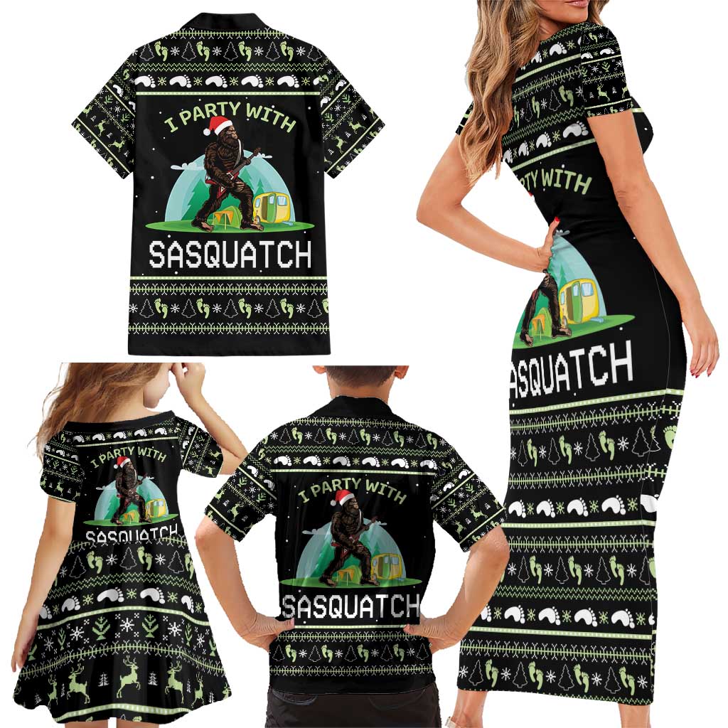 I'm Party With Sasquatch Camping Family Matching Short Sleeve Bodycon Dress and Hawaiian Shirt I'm Party With Sasquatch - Wonder Print Shop