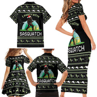I'm Party With Sasquatch Camping Family Matching Short Sleeve Bodycon Dress and Hawaiian Shirt I'm Party With Sasquatch - Wonder Print Shop