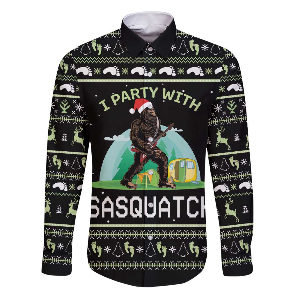 I'm Party With Sasquatch Camping Family Matching Short Sleeve Bodycon Dress and Hawaiian Shirt I'm Party With Sasquatch - Wonder Print Shop