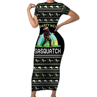 I'm Party With Sasquatch Camping Family Matching Short Sleeve Bodycon Dress and Hawaiian Shirt I'm Party With Sasquatch - Wonder Print Shop