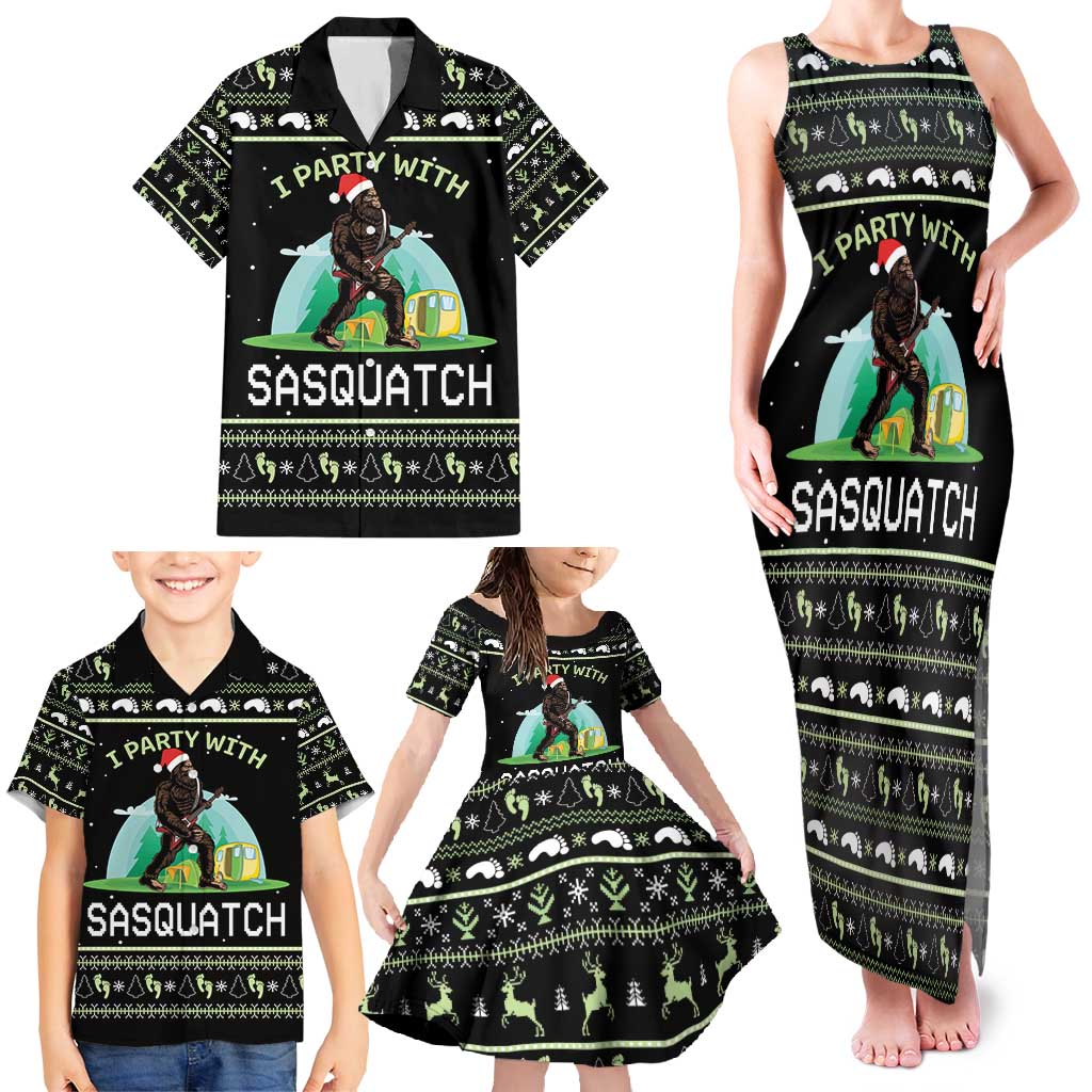 I'm Party With Sasquatch Camping Family Matching Tank Maxi Dress and Hawaiian Shirt I'm Party With Sasquatch - Wonder Print Shop