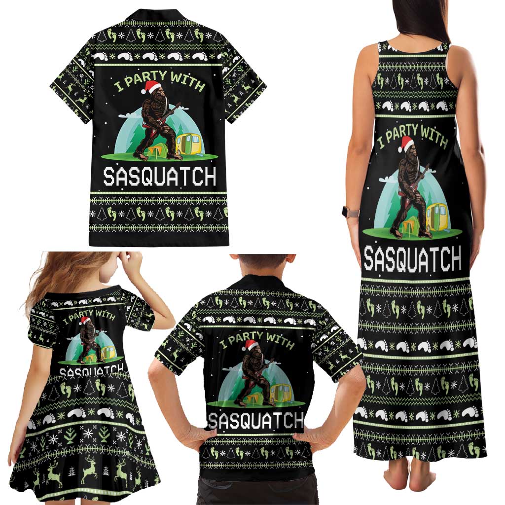 I'm Party With Sasquatch Camping Family Matching Tank Maxi Dress and Hawaiian Shirt I'm Party With Sasquatch - Wonder Print Shop