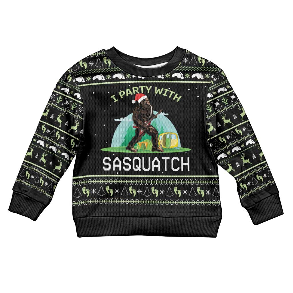 Christmas Im Party With Sasquatch Camping Kid Ugly Christmas Sweater - Wonder Print Shop