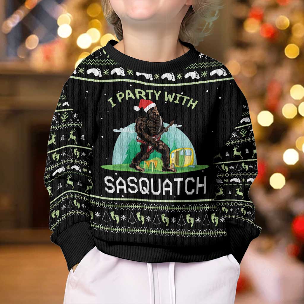 Christmas Im Party With Sasquatch Camping Kid Ugly Christmas Sweater - Wonder Print Shop