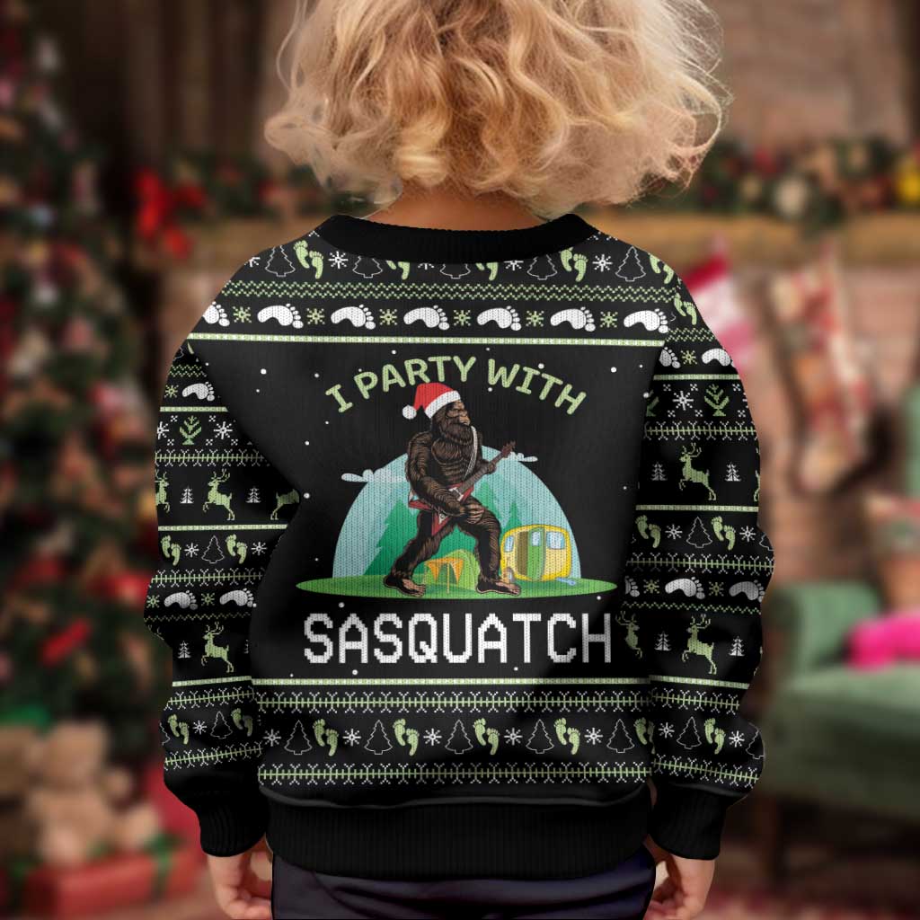 Christmas Im Party With Sasquatch Camping Kid Ugly Christmas Sweater - Wonder Print Shop