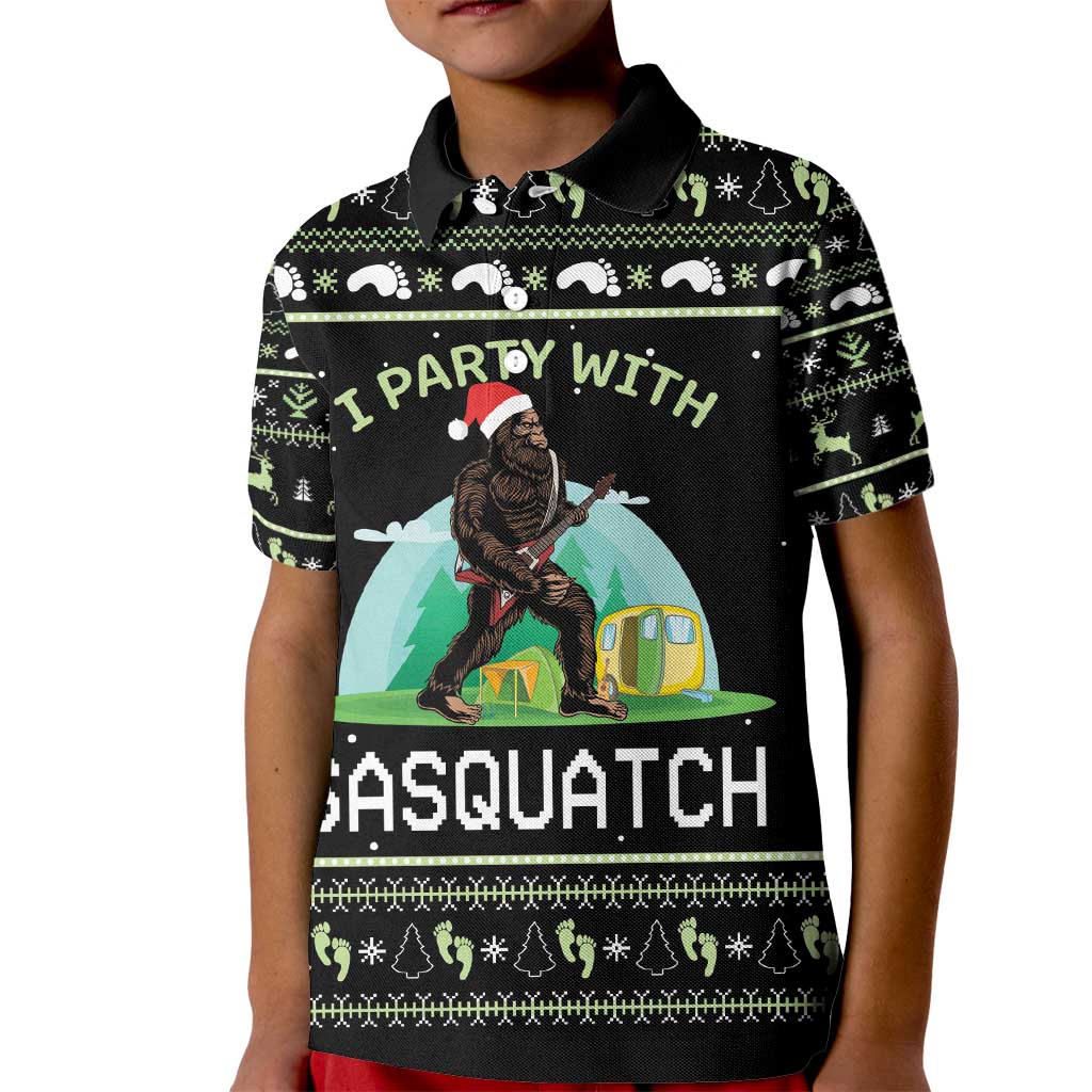 I'm Party With Sasquatch Camping Kid Polo Shirt I'm Party With Sasquatch - Wonder Print Shop