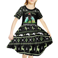I'm Party With Sasquatch Camping Kid Short Sleeve Dress I'm Party With Sasquatch - Wonder Print Shop